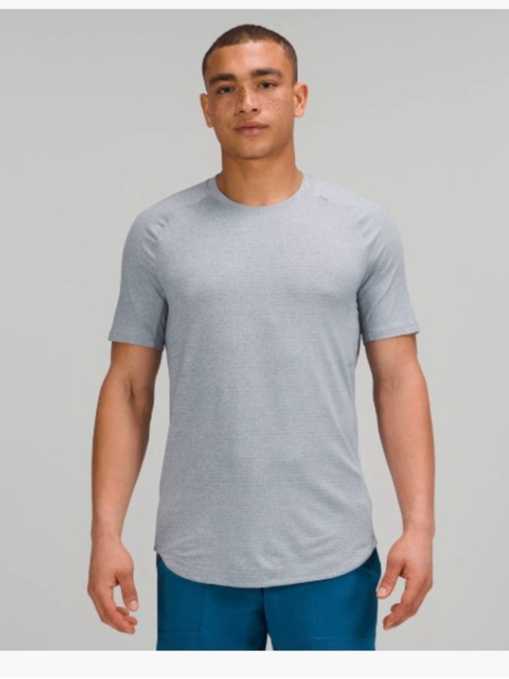 Lululemon Men’s Drysense Short Sleeve Performance Shirt Chambray Blue Medium